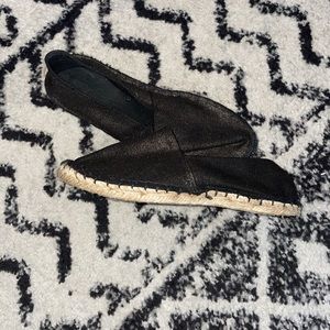 Black with gold shimmer espadrilles